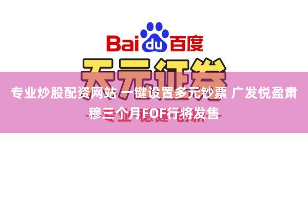 专业炒股配资网站 一键设置多元钞票 广发悦盈肃穆三个月FOF行将发售