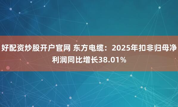 好配资炒股开户官网 东方电缆：2025年扣非归母净利润同比增长38.01%